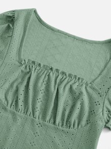 Soleia Square Neck Schiffy Dress - Mint Green - View 4