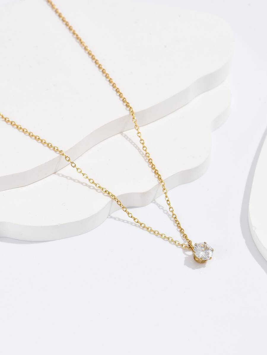 Dây chuyền với sức hấp dẫn Khối Zirconia - Vàng - Xem 1