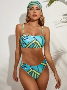 Bikini Con Estampado Geométrico Y Bandana - Multicolor - Ver 3