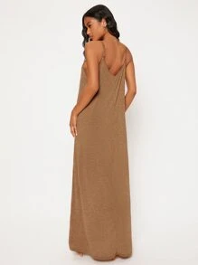 SHEIN BASICS Đầm Túi màu trơn Giải trí - màu nâu - Xem 2