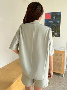 DAZY Flap Detail Blazer & Shorts - Mint Green - View 5