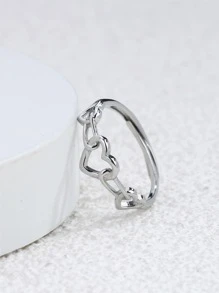 Nhẫn trang trí hình trái tim rỗng - Bạc - Xem 1