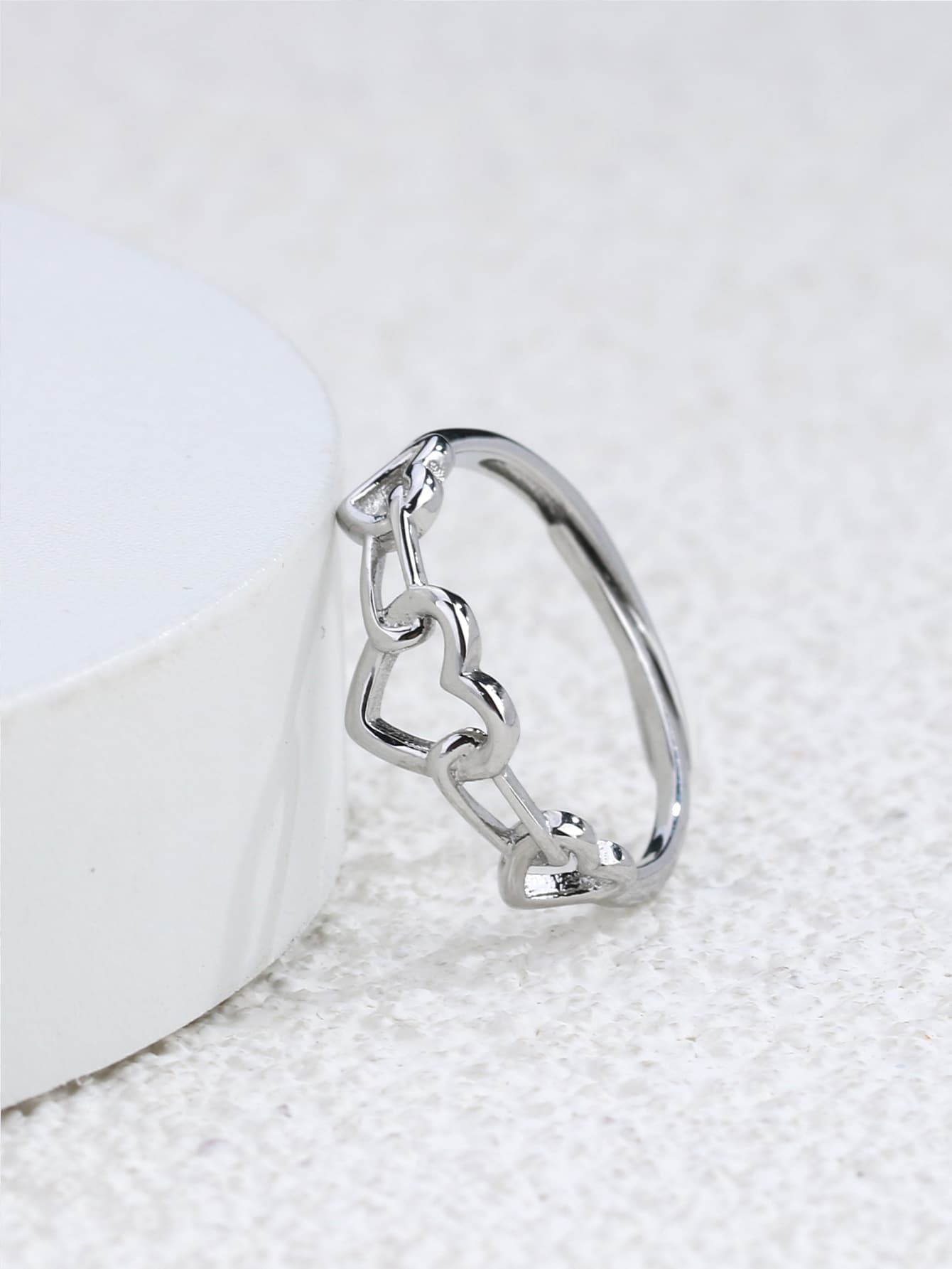 Nhẫn trang trí hình trái tim rỗng - Bạc - Xem 1