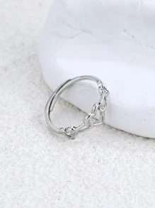 Nhẫn trang trí hình trái tim rỗng - Bạc - Xem 2