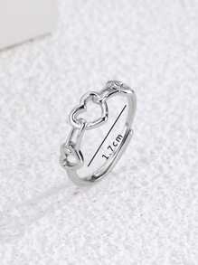 Nhẫn trang trí hình trái tim rỗng - Bạc - Xem 3