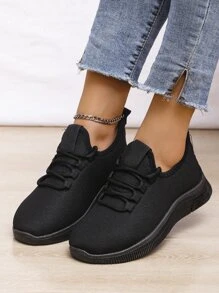 Minimalist Lace-up Front Running Shoes - Black - View 2