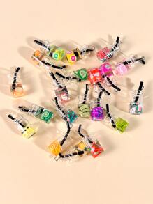 20pcs Random Cute Fruit Glass Bottle Pendant Charms - Multicolor - View 2