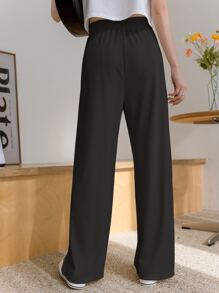 DAZY Drawstring Waist Solid Pants Fall