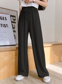 DAZY Drawstring Waist Solid Pants Fall