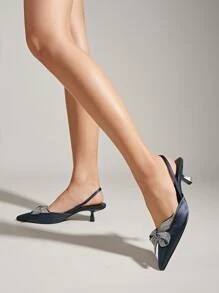 Tacones con diamante de imitación & con diseño de lazo de talón abierto