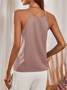 SHEIN Privé Top de tirantes unicolor con fruncido - Rosa vieja - Ver 2