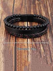 Vòng tay nam trang trí hạt rộng - màu đen - Xem 3