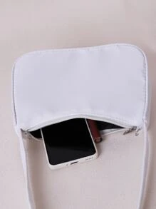Fashionable Solid Color Shoulder Bag - White - View 5