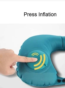 1pc Plain Inflatable Travel Pillow - Blue - View 6