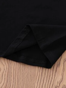 SHEIN Young Girl Letter Graphic Knot Tee With Cami Dress