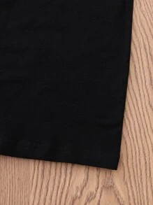 SHEIN Young Girl Letter Graphic Knot Tee With Cami Dress