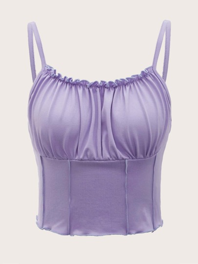 Solid Ruched Bust Crop Cami