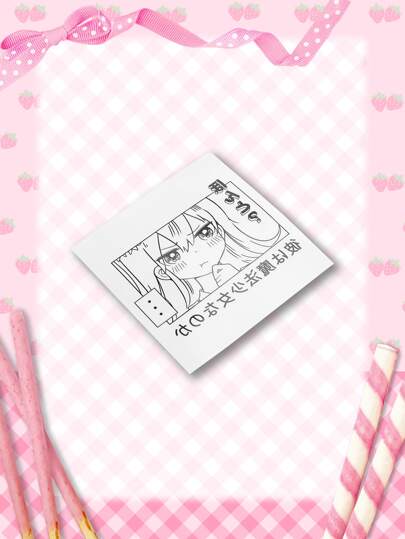 ROMWE Kawaii 1sheet Cartoon Figure Graphic Tattoo Sticker