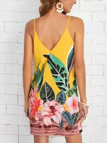 SHEIN VCAY Tropical Print Cami Dress - Multicolor - View 2