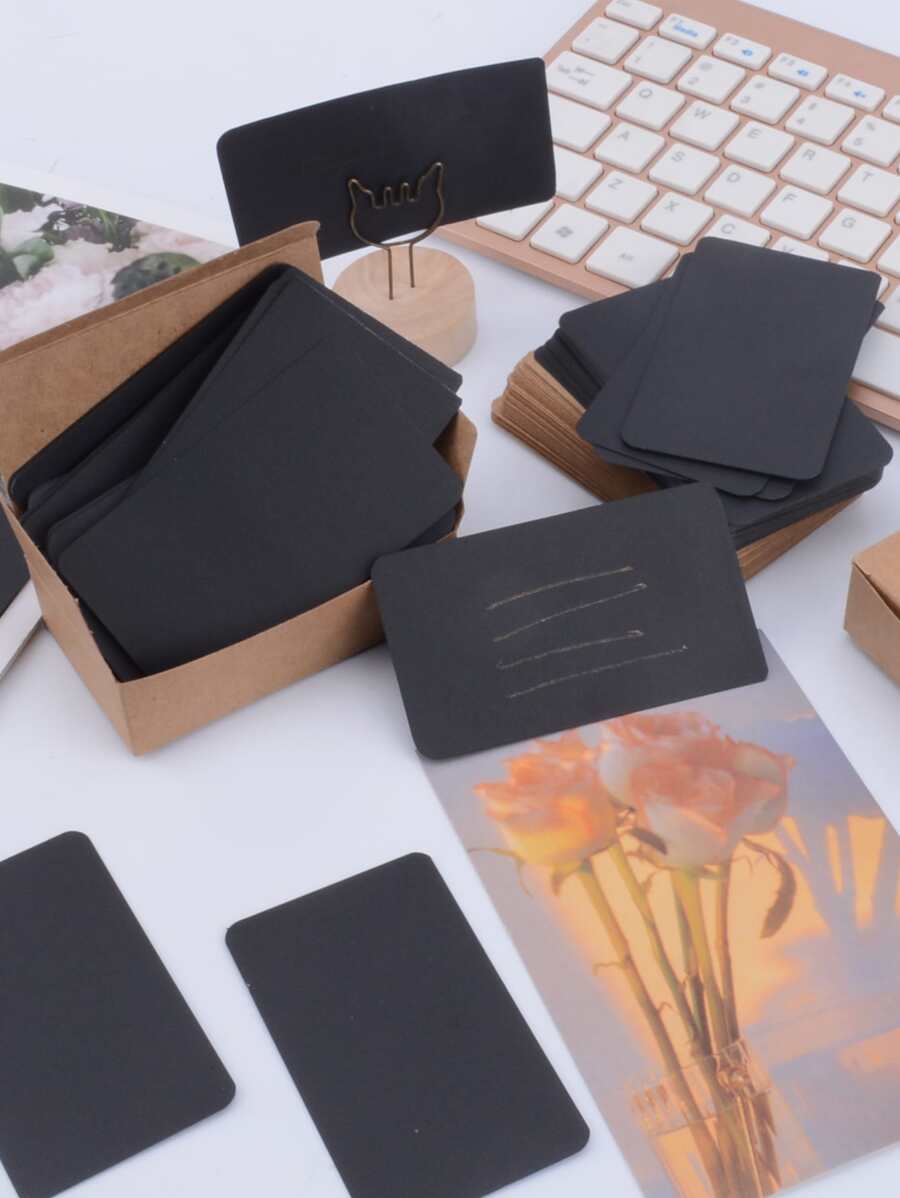 100 piezas Tarjeta unicolor - Negro - Ver 1