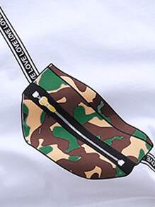 SHEIN 小男童迷彩和字母圖案T恤帶短褲 - 彩色 - 查看 4