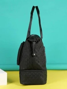 Quilted Large Capacity Duffel Bag Travel Bag Luggage Bag Overnight Bag Carry On Bag Hand Bag Gym Bag For Work School Supplies School Stuff For Back To School For Student Handbag Handbags Weekend Bag Hand Bags For Holiday Outdoor For Business Vacation Hospital For Men And Women Unisex For Suitcase Duffle Bag For Luggage College Bag Luggage Bags Weekender Bag Hospital Bag Winter Bag For School School Accessories - Black - View 5