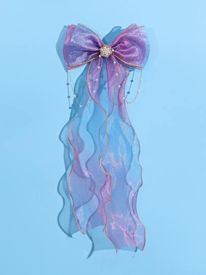 小女童網紗蝴蝶結裝飾髮夾