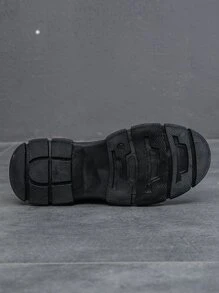 Nam Ngụy Trang Lông Cừu Buộc Dây Phía Trước Giày Chiến Đấu Giày Cao Cổ Nam Ngụy Trang Lông Cừu Ủng - màu đen - Xem 5