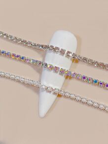 3 piezas de cuentas de garra de rhinestone AB de tamaño mixto con cadena para decoración de uñas DIY, encantos de uñas, gemas de uñas, suministros de uñas - Multicolor - Ver 4