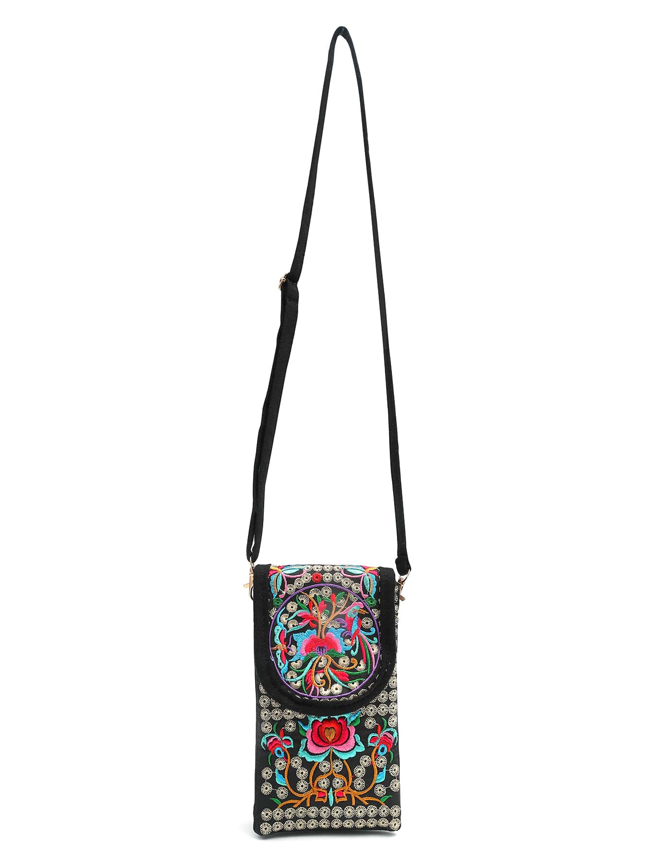 Mini Floral Embroidery Flap Square Bag, Mother's Day Gift For Mom - Multicolor - View 1