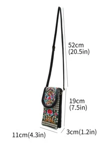 Mini Floral Embroidery Flap Square Bag, Mother's Day Gift For Mom - Multicolor - View 4