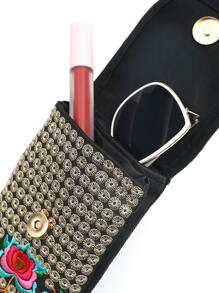 Mini Floral Embroidery Flap Square Bag, Mother's Day Gift For Mom - Multicolor - View 6