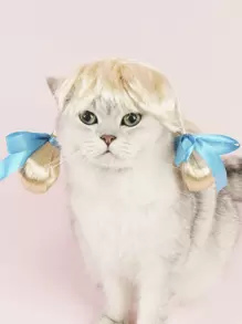 1pc Bow Decor Pet Wig - Multicolor - View 1