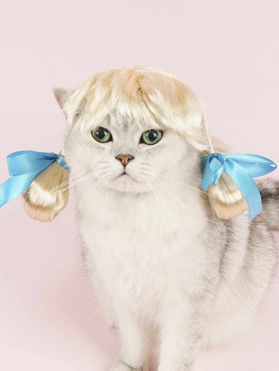 1pc Bow Decor Pet Wig - Multicolor - View 1