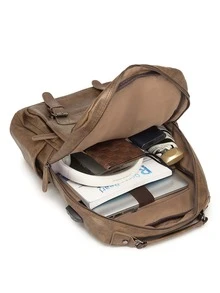 Men USB Charging Port Laptop Backpack - Brown - View 5