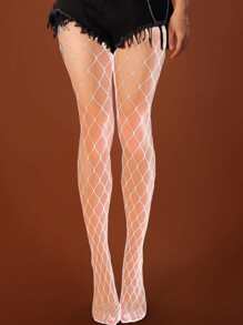 ROMWE 2 pares Medias de malla unicolor - Blanco - Ver 2