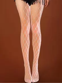 ROMWE 2 pares Medias de malla unicolor - Blanco - Ver 5