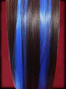 ROMWE Grunge Punk 5 piezas Extensión del pelo con clip largo recto sintético - azul real - Ver 1