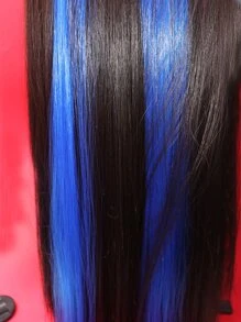 ROMWE Grunge Punk 5 piezas Extensión del pelo con clip largo recto sintético - azul real - Ver 3