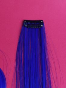 ROMWE Grunge Punk 5 piezas Extensión del pelo con clip largo recto sintético - azul real - Ver 4