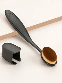 1 pieza Brocha de maquillaje, creativa con tapa reutilizable para base de maquillaje en crema o líquida, para tocador, para maquillaje, set de brochas, kit de brochas de maquillaje, set de maquillaje completo, set de brochas de maquillaje, kit de maquillaje completo, set de brochas, set de brochas de maquillaje, set de regalo de maquillaje, obsequios, brochas de maquillaje profesionales, set de maquillaje completo - Negro - Ver 2
