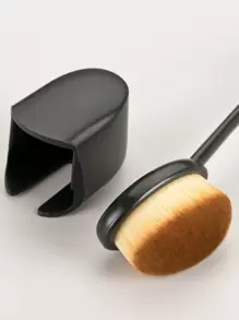 1 pieza Brocha de maquillaje, creativa con tapa reutilizable para base de maquillaje en crema o líquida, para tocador, para maquillaje, set de brochas, kit de brochas de maquillaje, set de maquillaje completo, set de brochas de maquillaje, kit de maquillaje completo, set de brochas, set de brochas de maquillaje, set de regalo de maquillaje, obsequios, brochas de maquillaje profesionales, set de maquillaje completo - Negro - Ver 4
