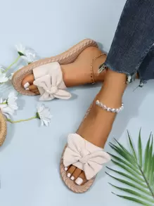 Women's Floral Flat Sandals, Fashionable Summer Casual Sweet Beach Vacation Slippers - Beige - View 2