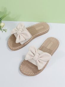 Women's Floral Flat Sandals, Fashionable Summer Casual Sweet Beach Vacation Slippers - Beige - View 5