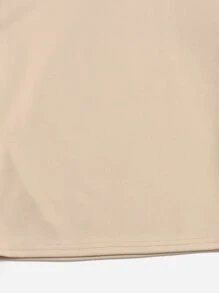 SHEIN Leap Crew Tween Boy Patched Detail Top & Track Shorts Set - Apricot - View 3