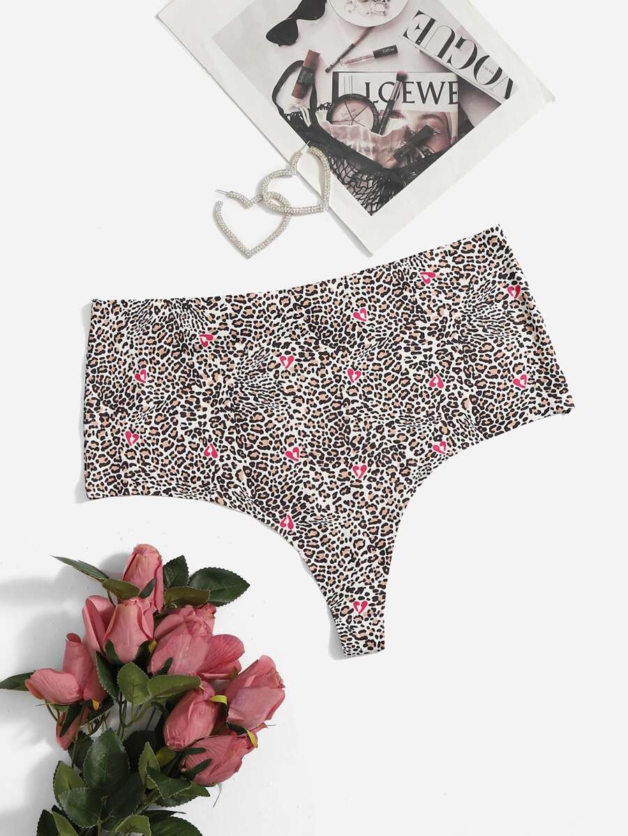 Plus Leopard Print No Show Panty - Multicolor - View 1