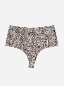 Plus Leopard Print No Show Panty - Multicolor - View 3