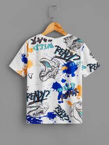 SHEIN Tops con trai Lá thư Khủng long Giải trí - Nhiều màu - Xem 2