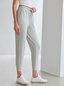 MOTF PREMIUM CROPPED DRAWSTRING JOGGERS - Light Grey - View 7