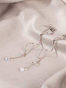 Rhinestone Decor Drop Earrings